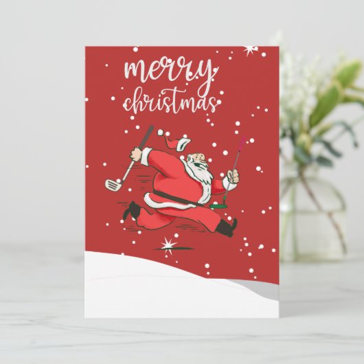 メリーおもしろいクリスマスのためのサンタクロースのゴルフギフト  シーズンカード (スタンド正面)