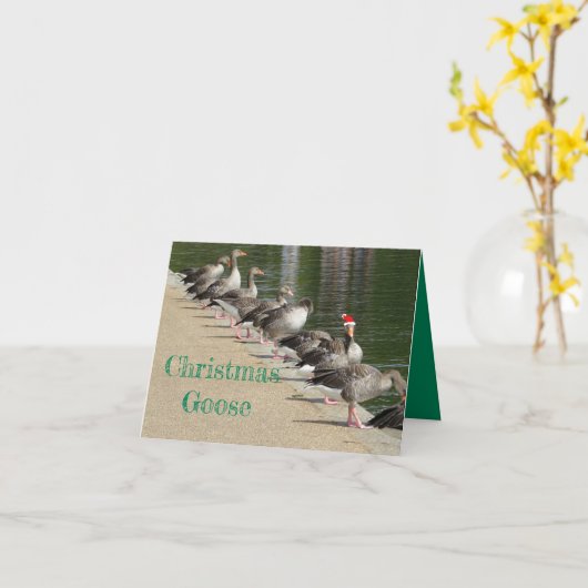 メリーおもしろいクリスマスのガチョウのグリーティングカード カード (黄色い花)