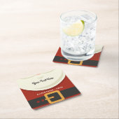 メリーおもしろいクリスマスのサンタクロースのスーツカスタム スクエアペーパーコースター (インサイチュ)