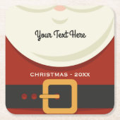 メリーおもしろいクリスマスのサンタクロースのスーツカスタム スクエアペーパーコースター (正面)