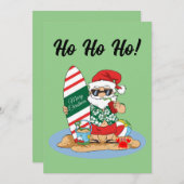 メリーおもしろいクリスマスサンタオンサマーサーフビーチ シーズンカード (正面/裏面)