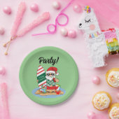 メリーおもしろいクリスマスサンタオンサマーサーフビーチ ペーパープレート (パーティー)