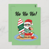 メリーおもしろいクリスマスサンタオンサマーサーフビーチ ポストカード (正面/裏面)