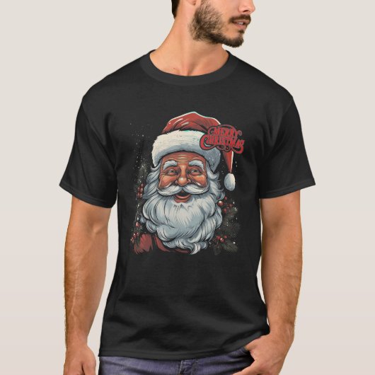 メリーおもしろいクリスマスサンタマッチングファミリーホリダ Tシャツ (正面)