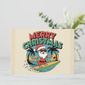 メリーおもしろいクリスマスサーフィンサンタ夏休み シーズンカード (スタンド正面)