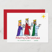 メリーおもしろいクリスマススリーキングスグリーティングホリデー シーズンカード (正面/裏面)