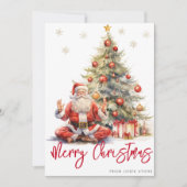 メリーおもしろいクリスマスツリーとヨガサンタ シーズンカード (正面)