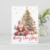 メリーおもしろいクリスマスツリーとヨガサンタ シーズンカード (スタンド正面)