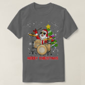 メリーおもしろいクリスマスドラムとサンタドラマー愛好家 Tシャツ (デザイン正面)