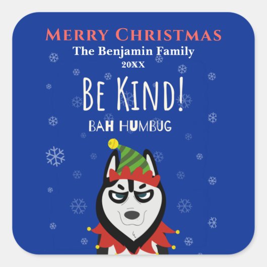 メリーおもしろいクリスマスバフンバグホリデー スクエアシール (正面)