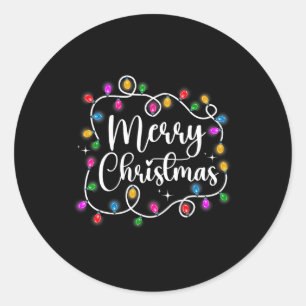 メリーおもしろいクリスマスライトクリスマスファミリーメンズ ラウンドシール
