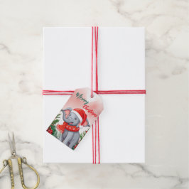 メリーおもしろいクリスマスリースかわいいエレファントサンタ ギフトタグ