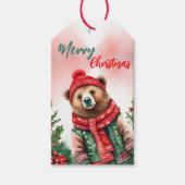 メリーおもしろいクリスマスリースかわいいテディベアサンタ ギフトタグ (正面)