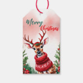 メリーおもしろいクリスマスリースかわいいトナカイ ギフトタグ (裏面)
