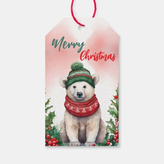 メリーおもしろいクリスマスリースかわいいポーラベアサンタ ギフトタグ (裏面)