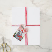 メリーおもしろいクリスマスリースかわいいライノサンタ ギフトタグ (より糸付き)