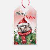 メリーおもしろいクリスマスリースかわいい山嵐サンタ ギフトタグ (正面)