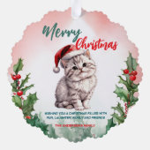 メリーおもしろいクリスマスリースかわいい猫ネコ オーナメントカード (裏面)