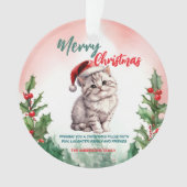 メリーおもしろいクリスマスリースかわいい猫ネコ オーナメント (正面)
