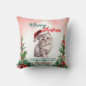 メリーおもしろいクリスマスリースかわいい猫ネコ クッション (正面)