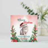 メリーおもしろいクリスマスリースかわいい猫ネコ シーズンカード (スタンド正面)