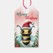 メリーおもしろいクリスマスリースかわいいBEEバグサンタ ギフトタグ (正面)