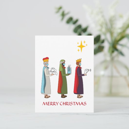 メリーおもしろいクリスマス三王国王挨拶 ポストカード (スタンド正面)
