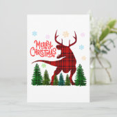 メリーおもしろいクリスマス恐竜の鹿のチェック用台座 招待状 (スタンド正面)