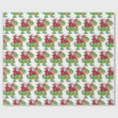 メリーおもしろいクリスマス恐竜サンタクロース ラッピングペーパー (フラット)