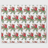 メリーおもしろいクリスマス恐竜サンタクロース ラッピングペーパー (フラット)