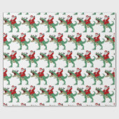 メリーおもしろいクリスマス恐竜サンタクロース ラッピングペーパー (フラット)