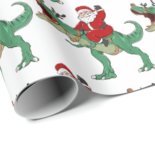 メリーおもしろいクリスマス恐竜サンタクロース ラッピングペーパー (ロールコーナー)