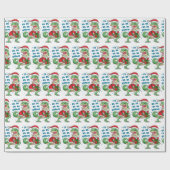 メリーおもしろいクリスマス恐竜サンタハット ラッピングペーパー (フラット)