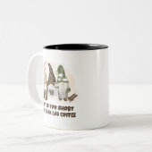 メリーおもしろいクリスマス格言に合う水彩色 ツートーンマグカップ (正面左)