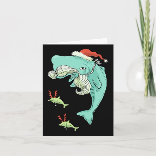 メリーおもしろいクリスマス海ホエールサンタクロース カード (正面)