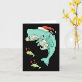 メリーおもしろいクリスマス海ホエールサンタクロース カード (黄色い花)