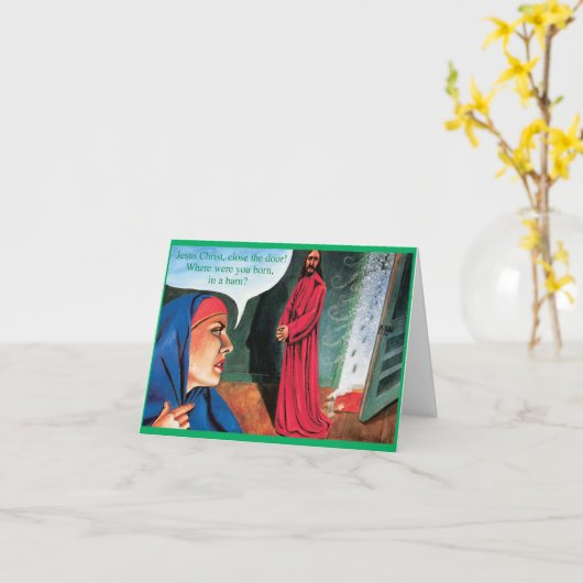 メリーおもしろいクリスマス生まれカード – 納屋 カード (黄色い花)