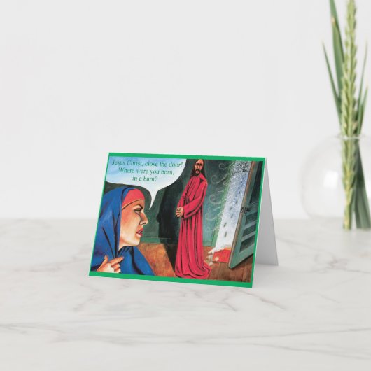 メリーおもしろいクリスマス生まれカード – 納屋 カード (正面)