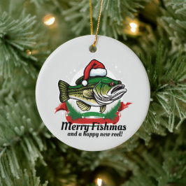メリーおもしろいクリスマス釣りマス魚釣りサンタフィッシュ セラミックオーナメント