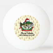 メリーおもしろいクリスマス釣りマス魚釣りサンタフィッシュ 卓球ボール (正面)