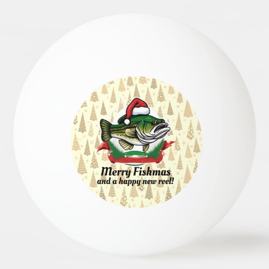 メリーおもしろいクリスマス釣りマス魚釣りサンタフィッシュ 卓球ボール (裏面)