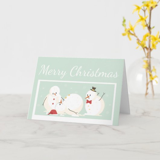 メリーおもしろいクリスマス雪だるまユーモア カード (黄色い花)