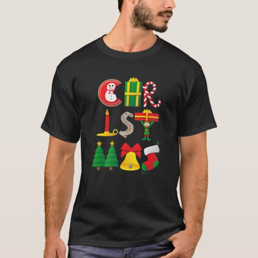 メリーおもしろいクリスマス2021ワードデザイン Tシャツ (正面)