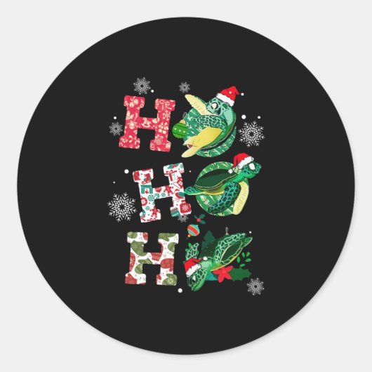 メリーおもしろいクリスマスHO HO HO TURTLE Santa ラウンドシール (正面)
