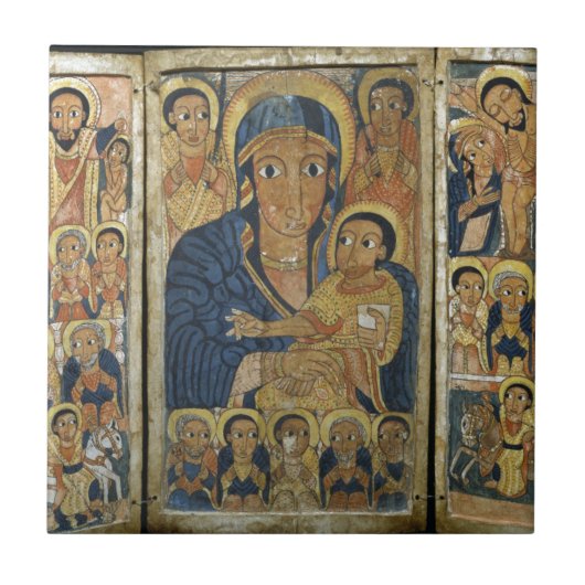 メリーおよび彼女の息子が付いているトリプティクの中心パネル タイル (正面)