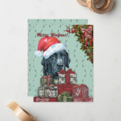 メリーおー!ブラックラブラドール・レトリエバー・クリスマス ノートカード (正面/裏面インサイチュ)