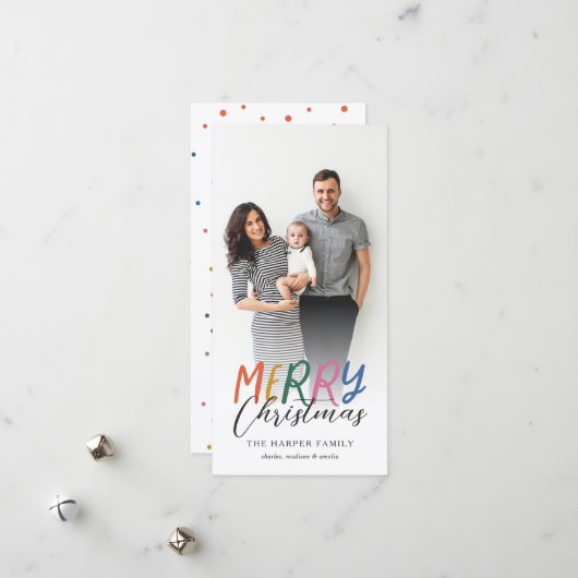 メリーお洒落カラフルクリスマスのフルフォト シーズンカード (正面/裏面インサイチュ)