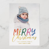 メリーお洒落カラフルクリスマスのフルフォト 箔シーズンカード (正面)