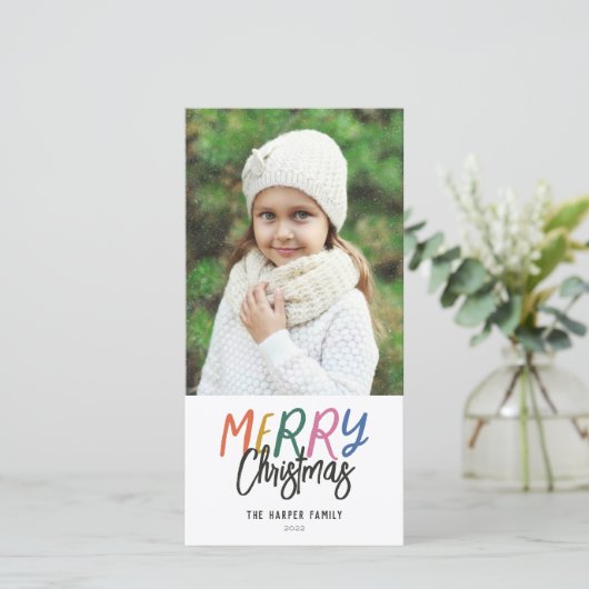 メリーお洒落カラフルクリスマス写真 シーズンカード (スタンド正面)