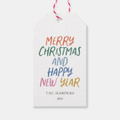 メリーお洒落カラフルクリスマス新年おめでとう ギフトタグ (正面)